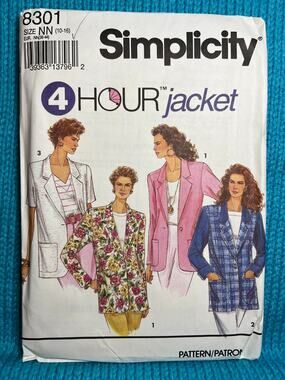 Simplicity 8301 pattern blazer oversized boyfriend boxy size 10-16